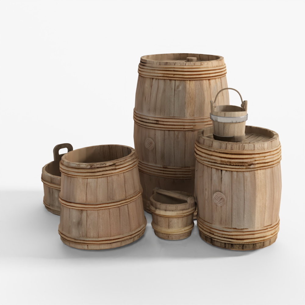PBR Medieval Barrels 3D Model