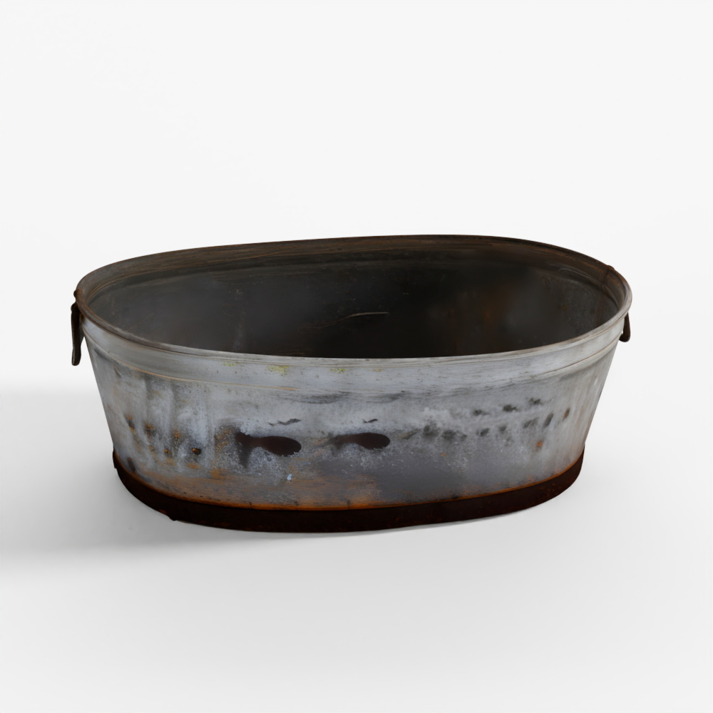 INDIGO Vintage Galvanised Indian Planter - Circa 1950