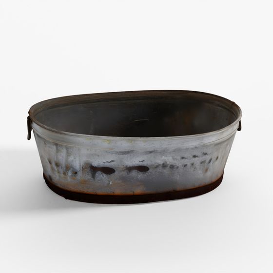 INDIGO Vintage Galvanized Indian Planter - Circa 1950