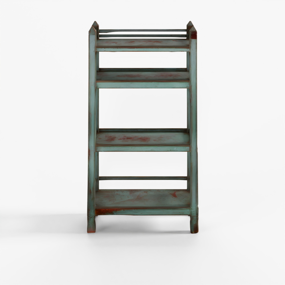 INDIGO Vintage Green Painted Indian Teak Shelf - For Home