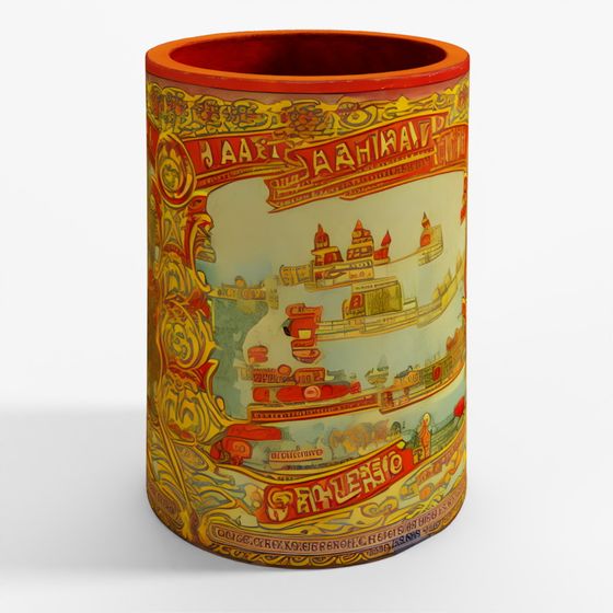 インディゴヴィンテージ鉛筆筒 - インド菓子箱