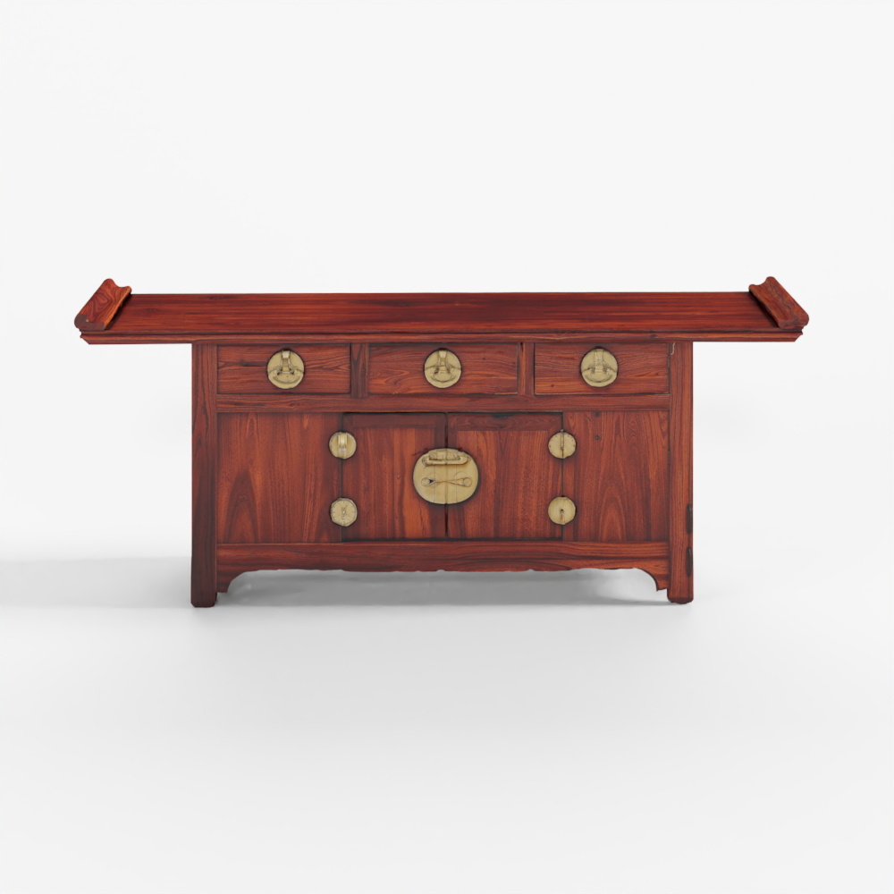 INDIGO Bugundy Lacquer Sideboard From Hebei - 19th