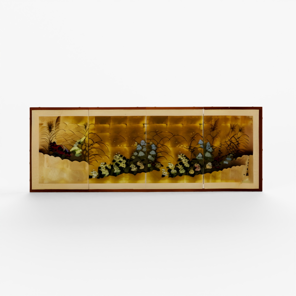 INDIGO Rinpa Style Byobu Screen - Early 20th Century