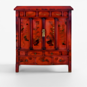 インディゴ 上海の赤漆結婚用キャビネット