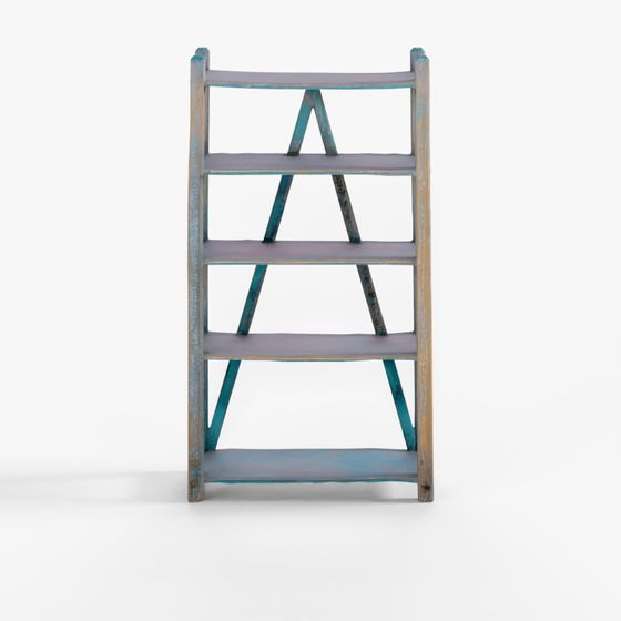 INDIGO Vintage Painted Indian Teak Shelf - Ca 1930