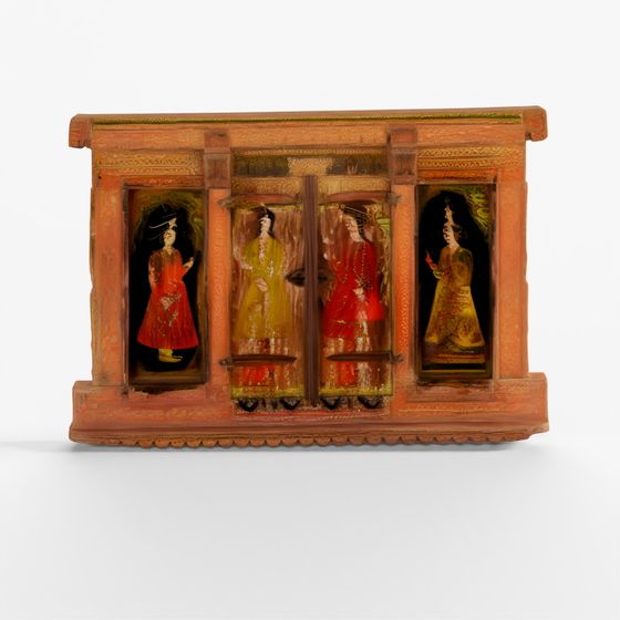 INDIGO Painted Window Jharokha From Dungarpur - 18