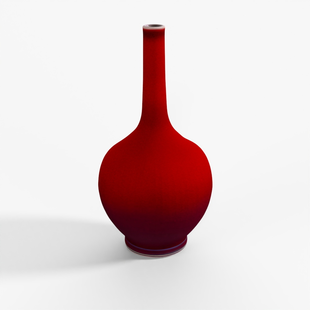 INDIGO Sang De Boeuf Glaze Porcelain Slender Neck Vase