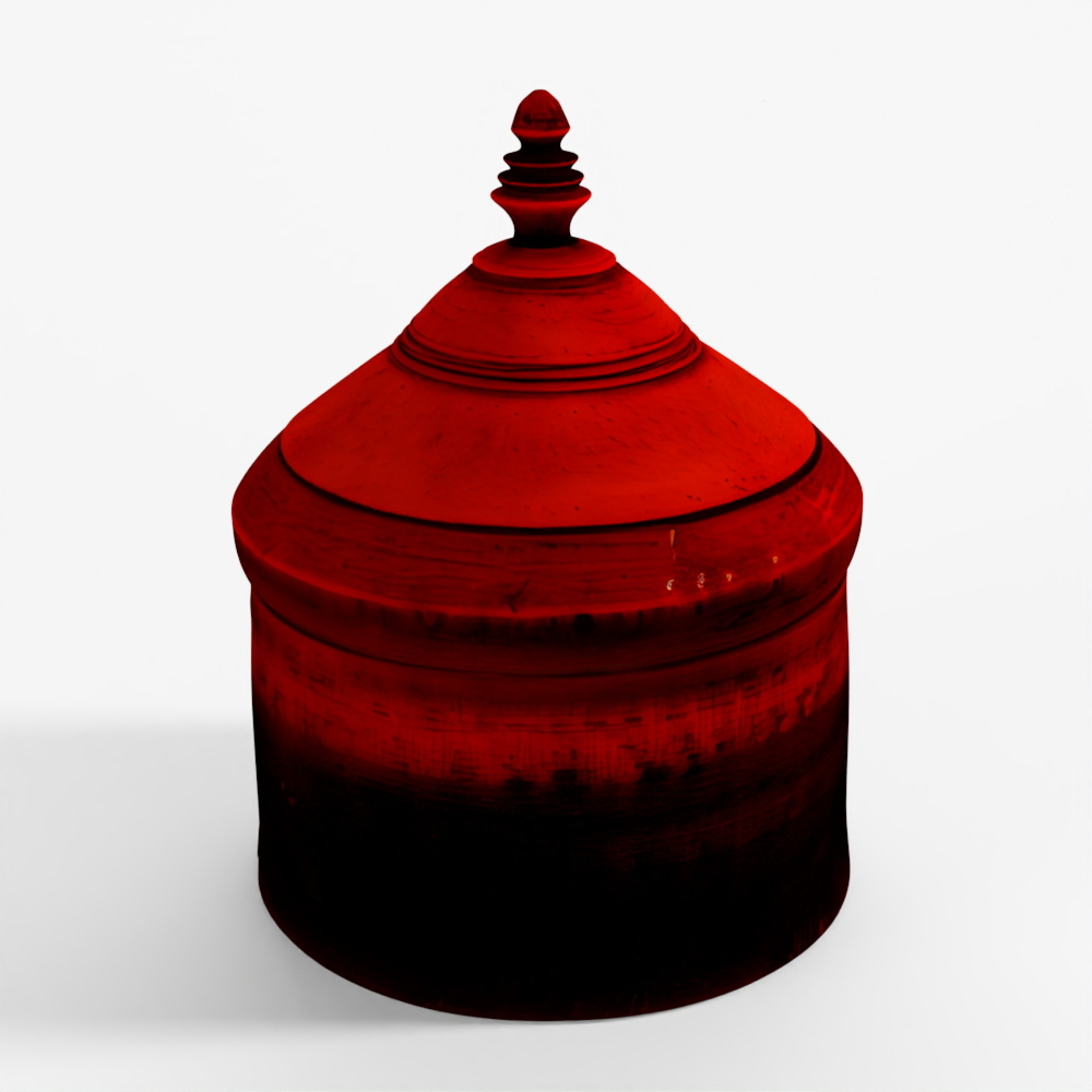 INDIGO Red Lacquer Pot From Uttar Pradesh - Ca 193