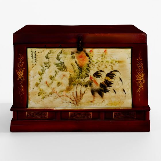 INDIGO Red Painted Opera Chest From Shanxi - Ca 19th Century