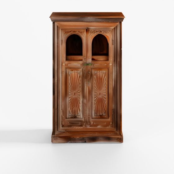 INDIGO Teak Almirah Cabinet With Sunburst Panels -