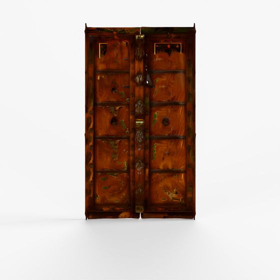 INDIGO Painted Window Shutter From Bikaner - 19th Century