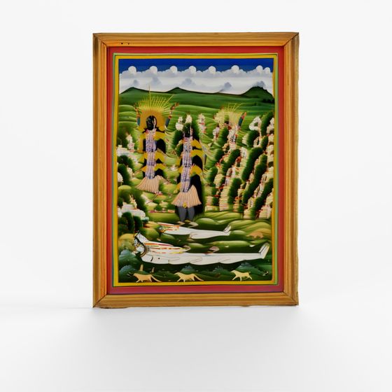 INDIGO Painting Of Kali Trampling Shiva - Jaipur S