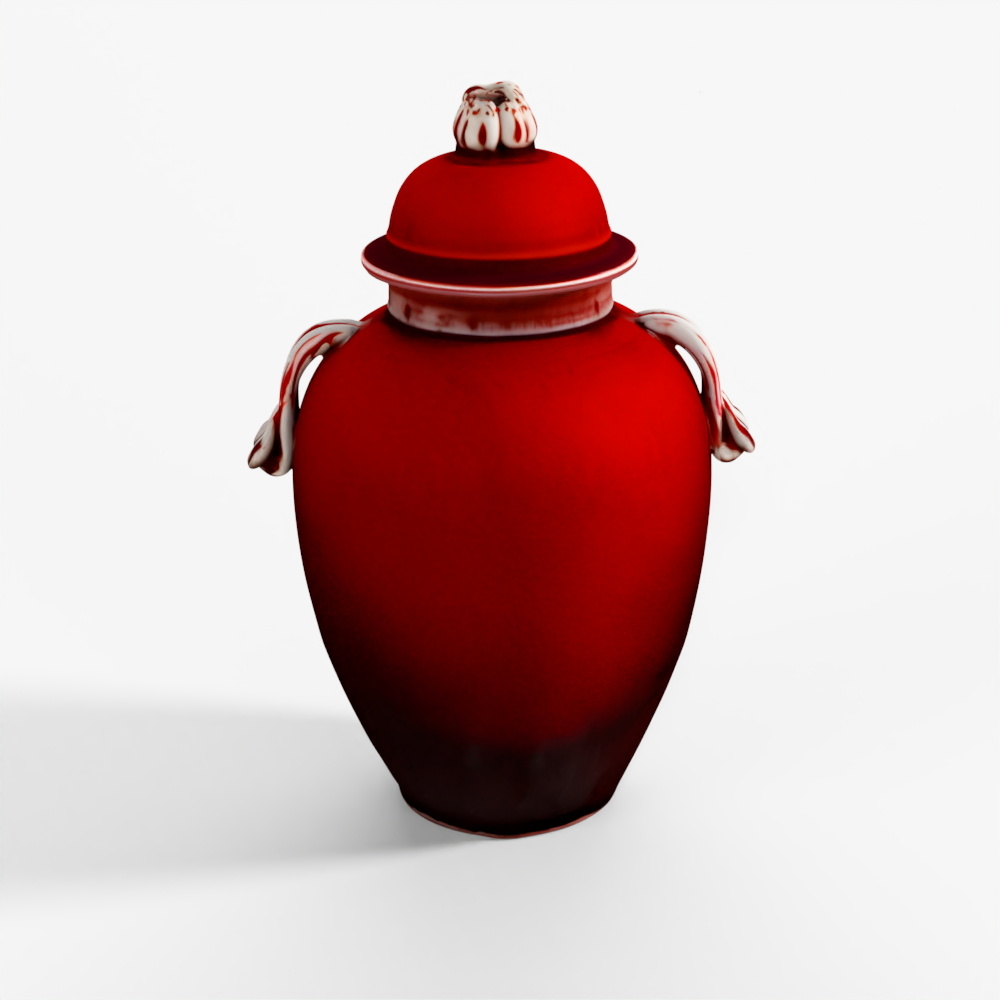 INDIGO Sang De Boeuf Glaze Porcelain Lidded Urn