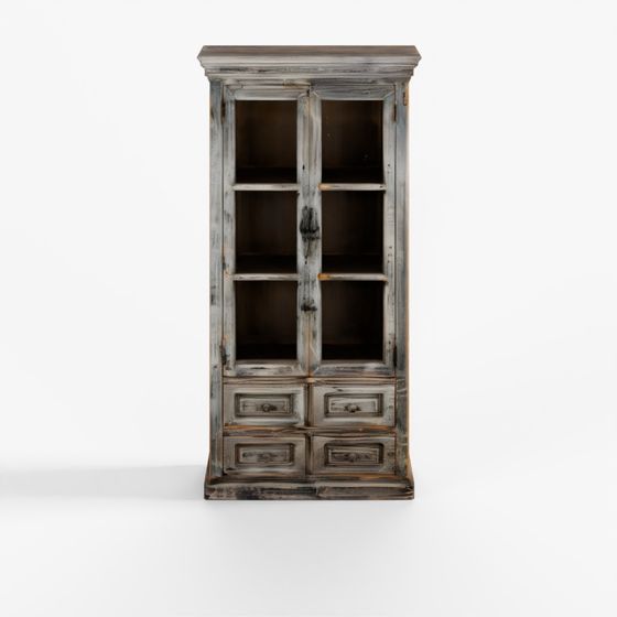 INDIGO Glazed Painted Display Cabinet Made From Ol