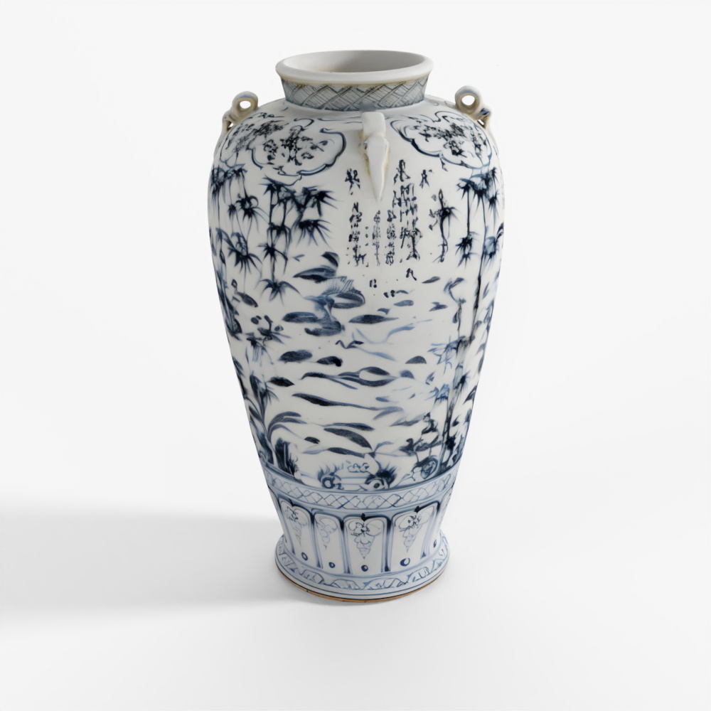 INDIGO Hongwu Blue & White Porcelain Flower Vase -