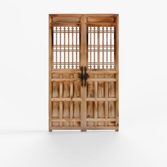 INDIGO Chinese Pine Window Screen - 19th Century