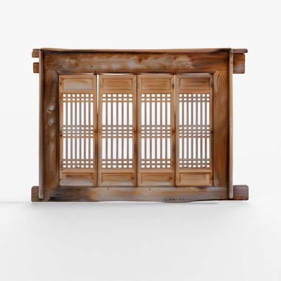 INDIGO Old Yumu Window Shutter & Frame (Set Of 4)