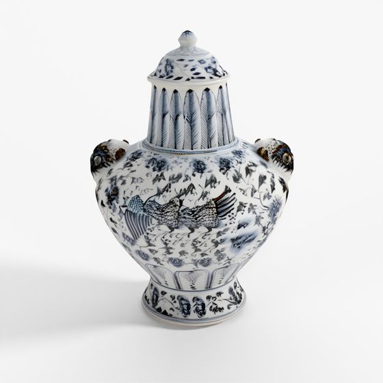 INDIGO Hongwu Blue & White Porcelain Lidded Wine Jar