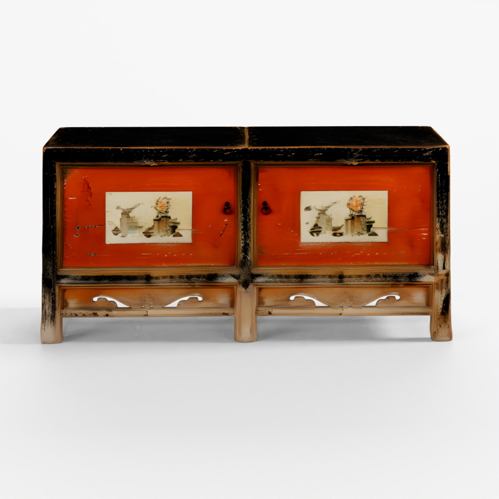 INDIGO Painted Gansu Sideboard - 19th Century