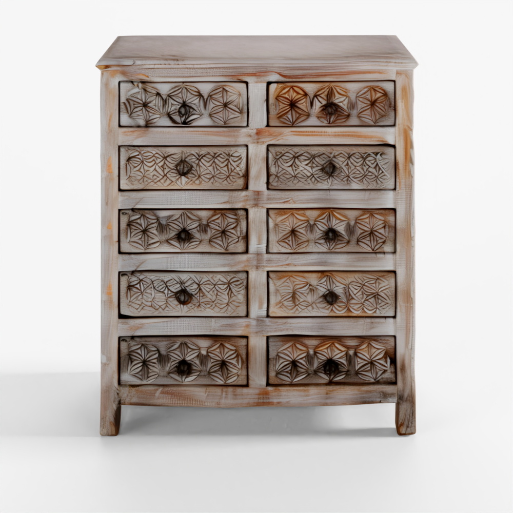 INDIGO Chest Of 10 Drawers Made From Reclaimed Tea