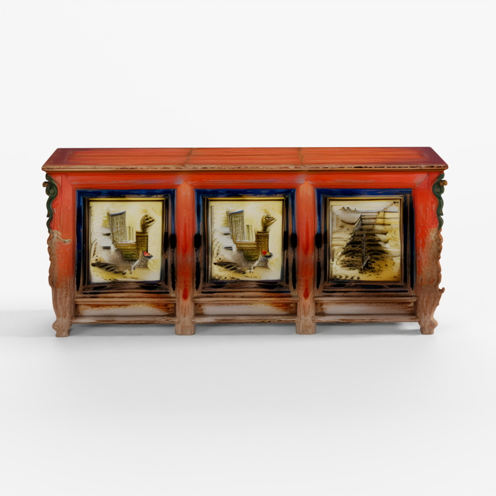 INDIGO Painted Sideboard From Qinghai Province - 1