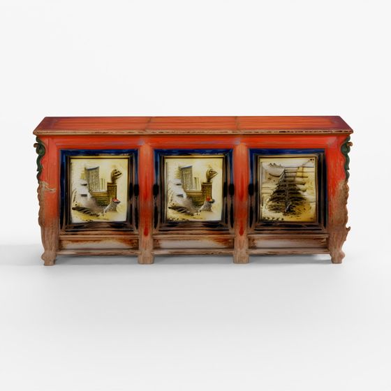 INDIGO Painted Sideboard From Qinghai Province - 1