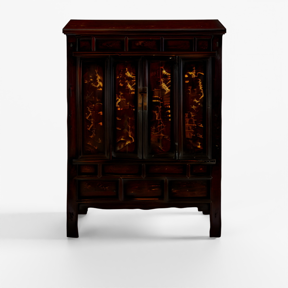 インディゴ 中国の黒漆婚礼キャビネット