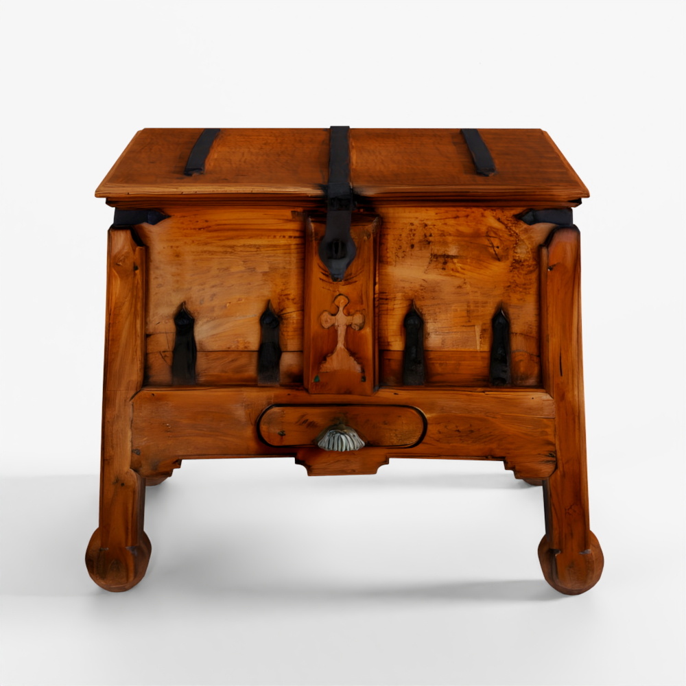 INDIGO Iron Bound Teak Merchant Chest From Goa - 1