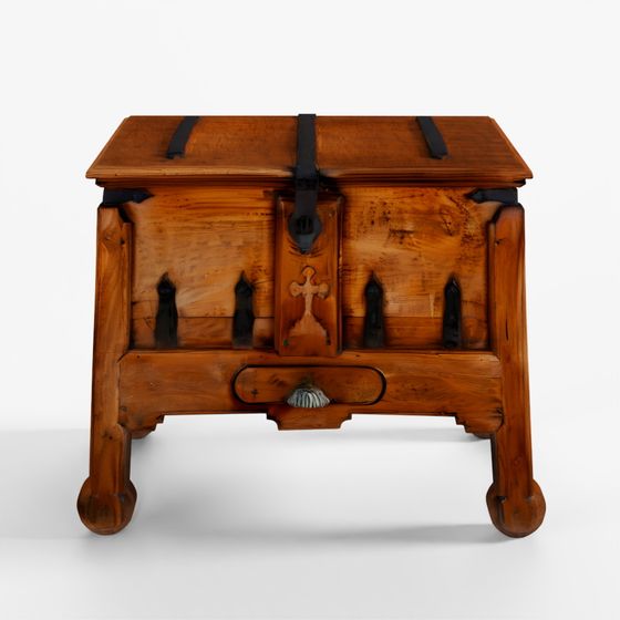 INDIGO Iron Bound Teak Merchant Chest From Goa - 1