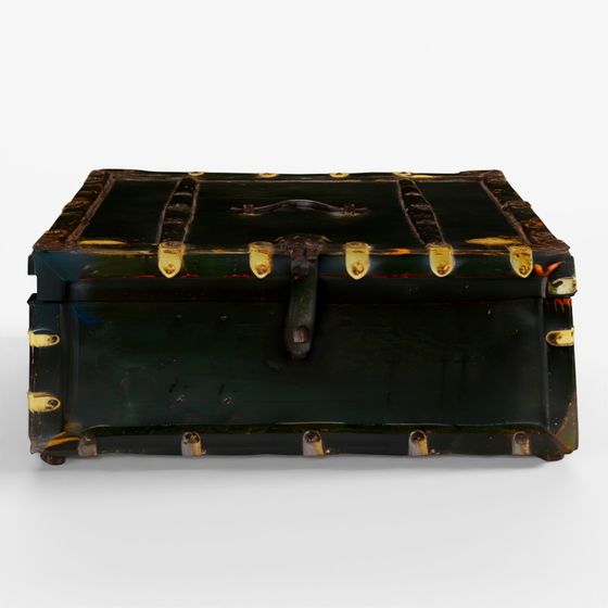 INDIGO Painted Merchants Box From Bikaner - 19th Century