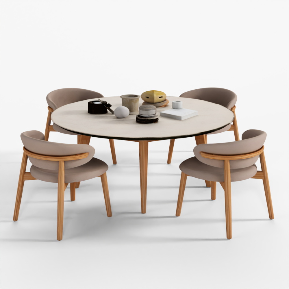 3D Esstisch mit Stühlen