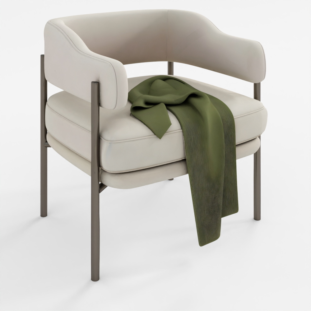 Walton Ivory Armchair 3D