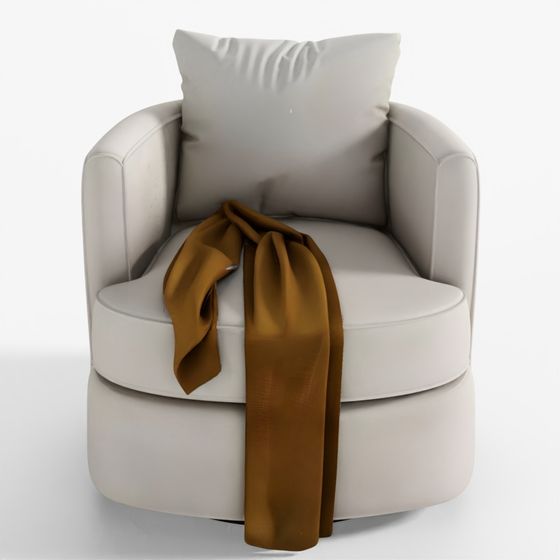 Zarren Upholstered Swivel Barrel Chair 3D