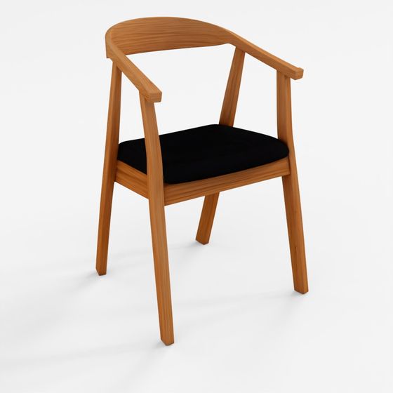 Stockholm Style Wooden and Leather Armchair 3D Model