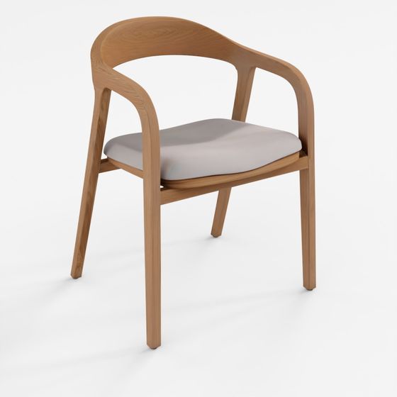 Dining Chair Armrest Chair Walnut Wood Amir 3D Model