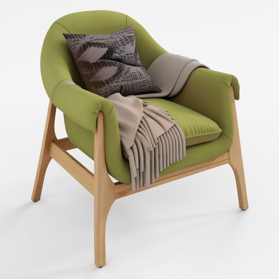 Indio Wood Accent Chair in Haze 3D Model