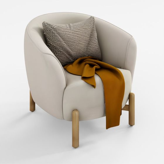 Kragelund Gran Armchair with Wooden Legs 3D Model