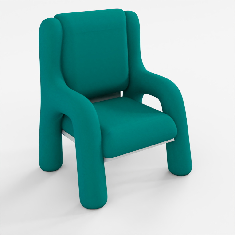Modern Upholstered Armchair with Soft Fabric 3D Model