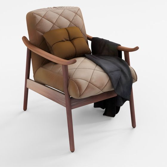 Mid-Century Vegan Armchair 3D Model