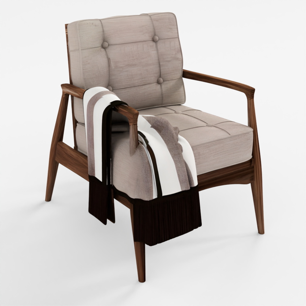 Modern Armchair with Blanket Furniture 3D Model