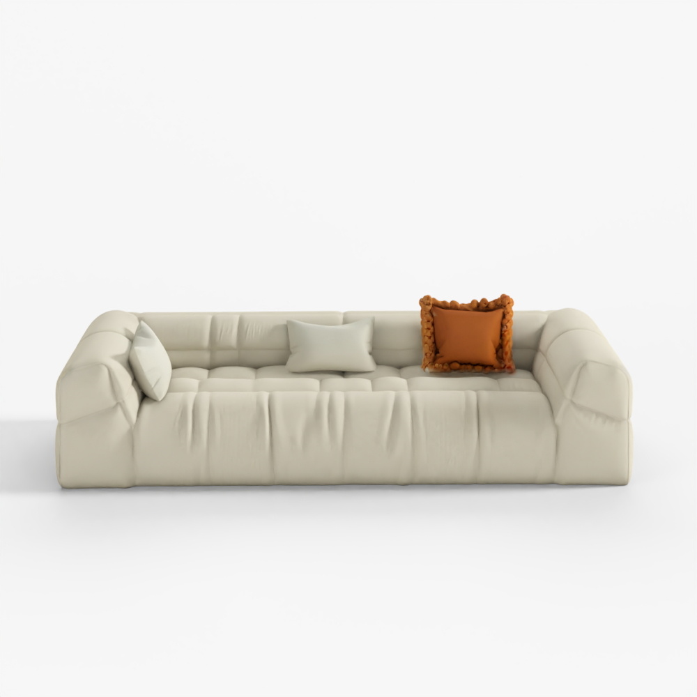 Modern Creamy Style Living Room 3D Model