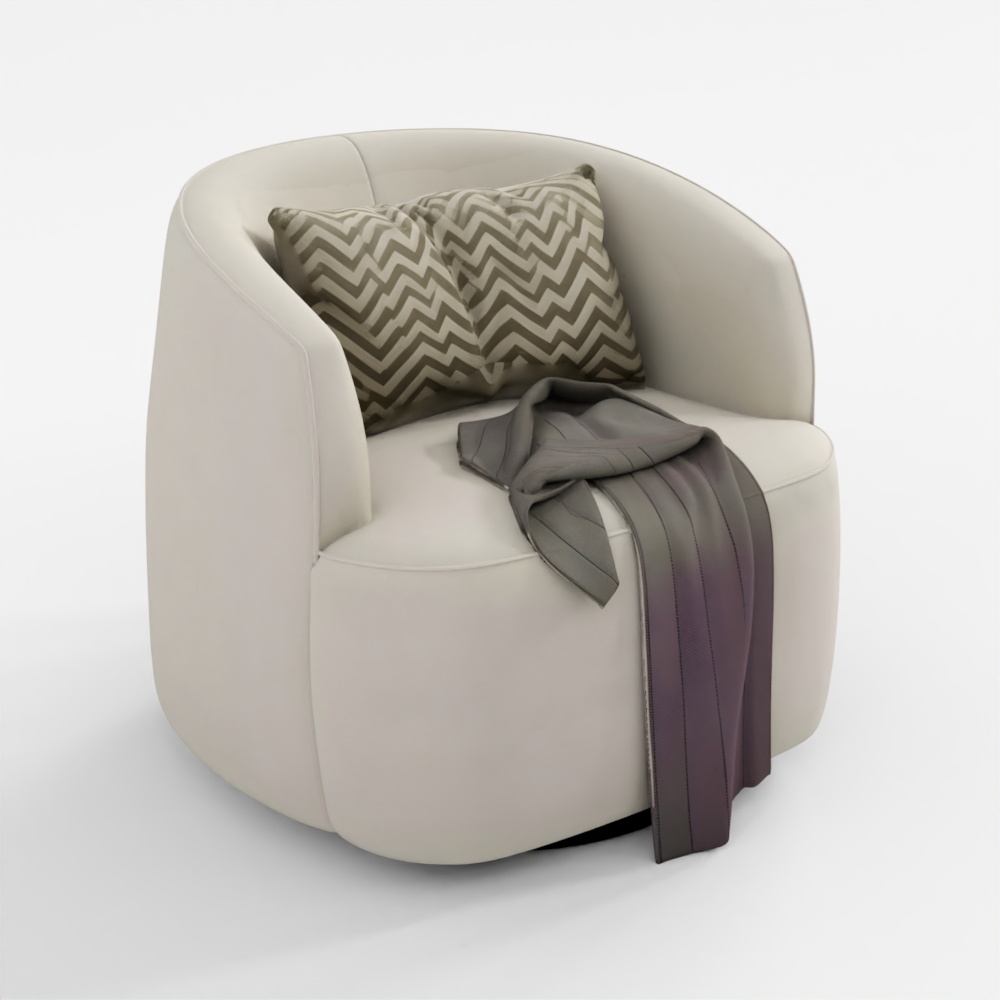 Armetta Boucle Upholstered Swivel Armchair 3D