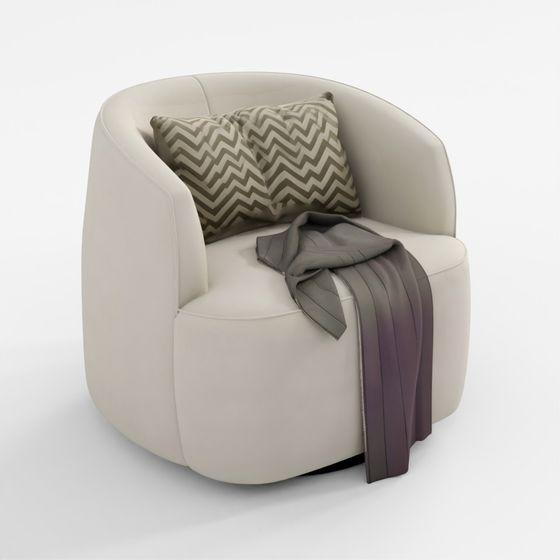 Armetta Boucle Upholstered Swivel Armchair 3D