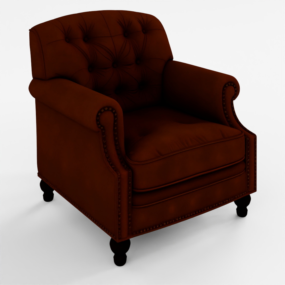 3D Model PBR Classic Leather Chesterfield Armchair