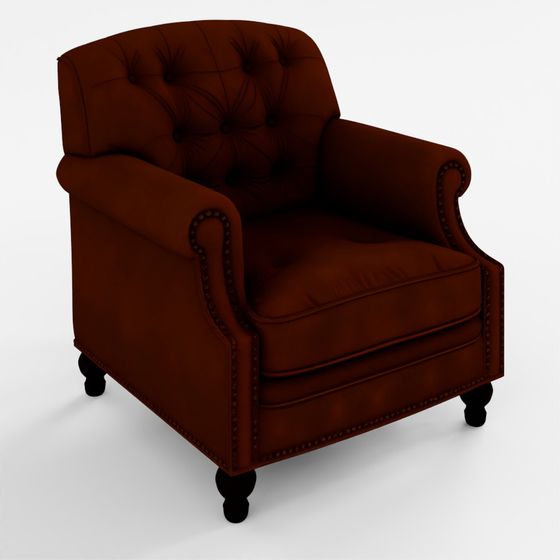 3D Model PBR Classic Leather Chesterfield Armchair