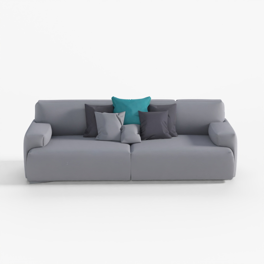 3D Model Modern Velvet Sofa with Pillows