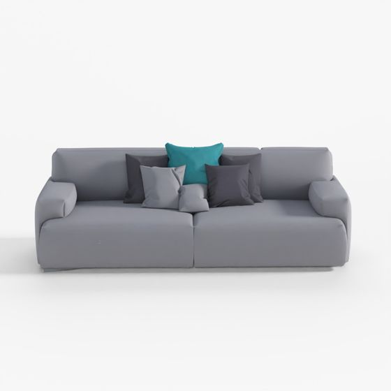 3D Model Modern Velvet Sofa with Pillows