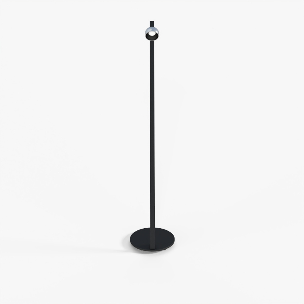 โคมไฟตั้งพื้น LED Zambelis 25345 7W 3000K ฐานทรายดำ - เฉดนิกเกิลขัดเงา 359° ปรับหมุนได้