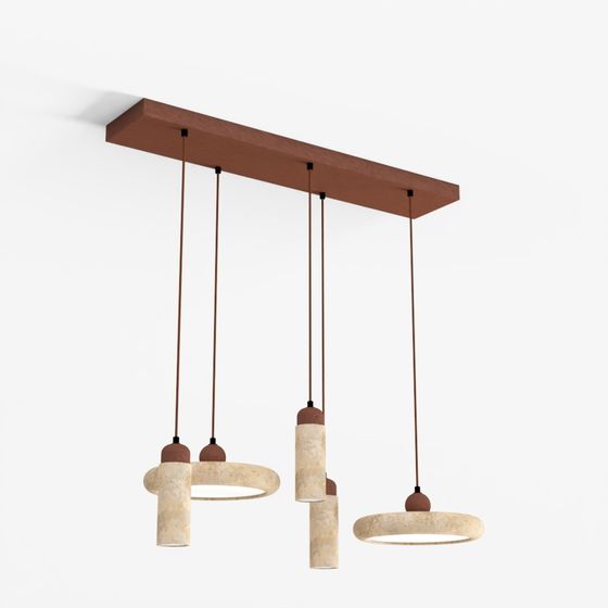 โคมไฟแขวน LED ไลน์ Zambelis 25451 44W + 3xGU10 สูงสุด 10W หินธรรมชาติ - ไม้สีน้ำตาล