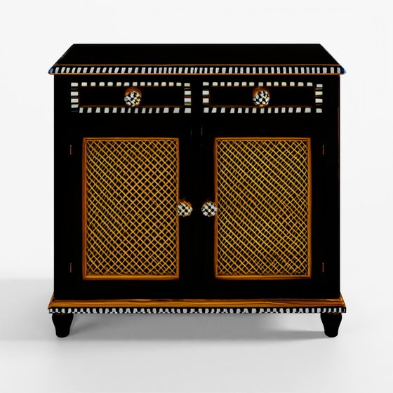 MacKenzie-Childs Petit Cabinet Courtly Criss-Cross